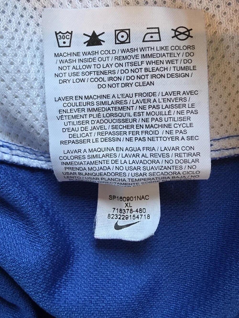Nike Youth XL Elite Dri-Fit Basketball Shorts Blue White 9 Inch Inseam